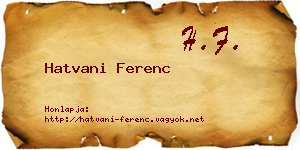 Hatvani Ferenc névjegykártya